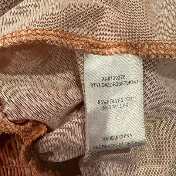 Y2K Orange Floral Sheer Baby Doll Boho Fairy Romantic Girly Top Medium - Picture 9 of 10